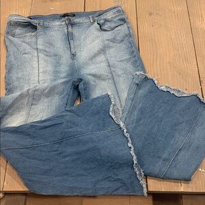 Lucky & Blessed Two-Tone Blue Wide Leg Jeans